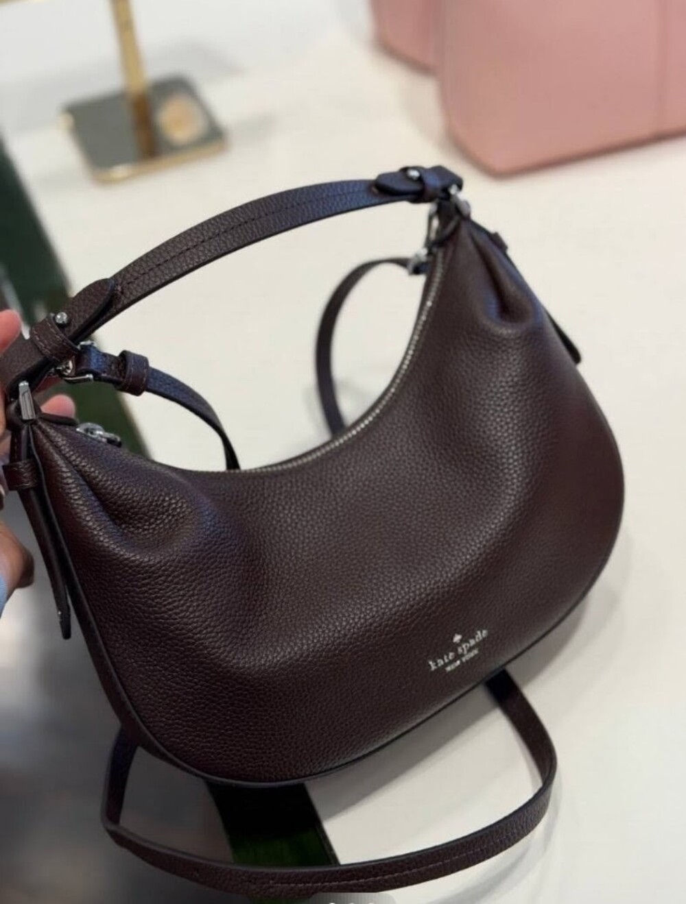 NWT Kate Spade KP883 Selene Pebbled Leather Shoulder Bag Crossbody In Hot Fudge
